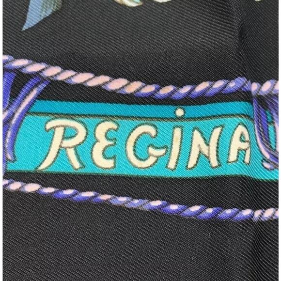 Hermes Silk Scarf Carré 90 Regina Her Majesty The Queen Black W/Box Rare - Picture 7 of 16
